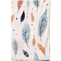 Warren Reed - Designer Pastel Feather Pattern Tea Towel in Blue