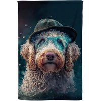 Warren Reed - Designer Labradoodle Dog Splashart Tea Towel