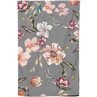 Warren Reed - Designer Peony, Lily, Tulip, Daisy Colorful On Grey Background Tea Towel