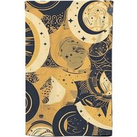 Warren Reed - Designer Blue Gold Moon & Sun Tea Towel in Yellow
