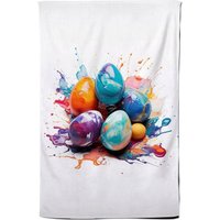 Warren Reed - Designer Abstract Expressionist watercolor Easter eggs Tea Towel
