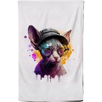 Warren Reed - Designer Cornish Rex With Glasses Splashart Tea Towel