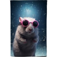 Warren Reed - Designer Splashart DoorMouse with Pink Glasses Tea Towel
