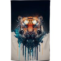 Warren Reed - Designer Tiger Face Splashart Tea Towel in Brown