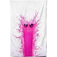 Warren Reed - Designer Pink Splashart Glass With Glasses Tea Towel