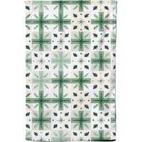 Warren Reed - Designer Christmas Quilting Squares, Green & White, Geometric Tea Towel