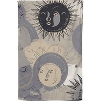 Warren Reed - Designer Grey Black Abstract Moon & Sun Tea Towel