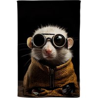 Warren Reed - Designer Realistic Doormouse with Glasses Tea Towel in White