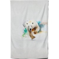 Warren Reed - Designer Charging Polar Bear Tea Towel in White