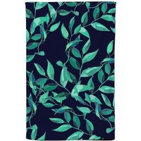 Warren Reed - Designer Delicate Green Foliage Tea Towel in Blue