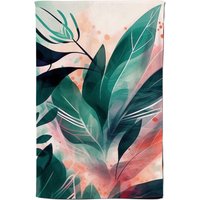 Warren Reed - Designer Green Feather leaves Tropical Tea Towel
