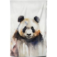 Warren Reed - Designer Panda Watercolour Tea Towel in Brown