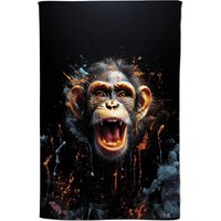 Warren Reed - Designer Monkey Face Splashart Tea Towel in Orange