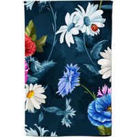 Warren Reed - Designer Poppy Flowers With Chamomile, Leaves, Cornflowers On Dark Blue Tea Towel
