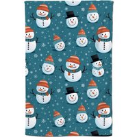 Warren Reed - Designer Jolly Christmas Snowmen Tea Towel in Blue