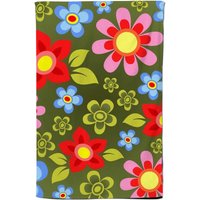 Warren Reed - Designer Red & Blue Flowers Tea Towel in Green