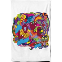 Warren Reed - Designer Motley Doodling Love Tea Towel in Red