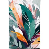 Warren Reed - Designer Coloured Abstrace Feather Leaves Tea Towel in Green