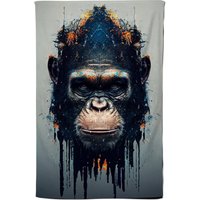 Warren Reed - Designer Gorilla Face Splashart Tea Towel in Brown