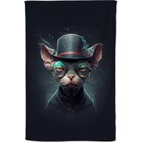 Warren Reed - Designer Sphynx Cat With Glases Splashart Tea Towel
