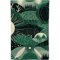 Warren Reed - Designer Abstract Green Moon Tea Towel