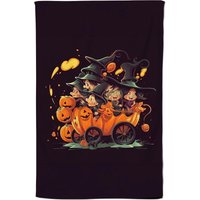 Warren Reed - Designer Cartoon Illustrations A Magical Pumpkin Carriage With Tea Towel in Orange
