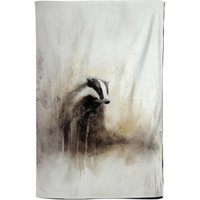 Warren Reed - Designer Badger Watercolour Tea Towel in Brown