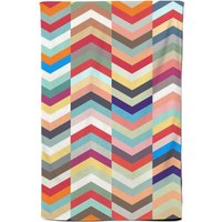Warren Reed - Designer Geometric Multi Colored Chevron Pattern Tea Towel in Red