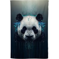 Warren Reed - Designer Panda Face Splashart Dark Background Tea Towel in Blue