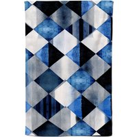 Warren Reed - Designer Square Checkered Pattern Tea Towel in Blue