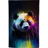 Warren Reed - Designer Panda Face Splashart Colourful Tea Towel in Blue