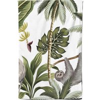 Warren Reed - Designer Tropical Sloths Tea Towel in Green
