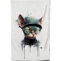 Warren Reed - Designer Cornish Rex Cat Splashart Tea Towel