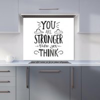Warren Reed - Designer You Are Stronger Than You Think Kitchen Splashback in Black | Size: 600mm x 750mm
