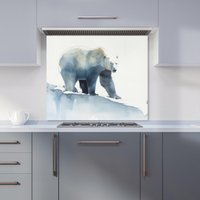 Warren Reed - Designer Polar Bear Watercolour Kitchen Splashback in Brown | Size: 900mm x 750mm