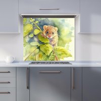 Warren Reed - Designer Dormouse Watercolour Kitchen Splashback in Brown | Size: 600mm x 600mm