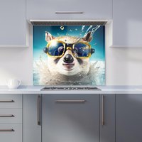 Warren Reed - Designer Dormouse With Glasses Splashart Kitchen Splashback in Brown | Size: 900mm x 750mm