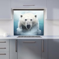 Warren Reed - Designer Polar Bear Splashart Kitchen Splashback in White | Size: 900mm x 650mm