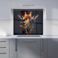Warren Reed - Designer Golden Giraffe Face Splashart Kitchen Splashback in Yellow | Size: 900mm x 750mm