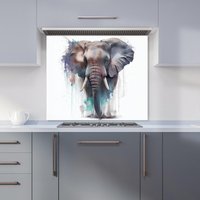 Warren Reed - Designer Elephant Splashart Kitchen Splashback in Yellow | Size: 600mm x 650mm