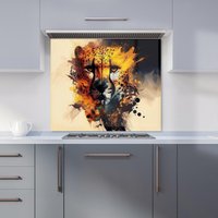 Warren Reed - Designer Cheetah Face Splashart Kitchen Splashback in Yellow | Size: 900mm x 650mm