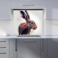 Warren Reed - Designer Hare Face Splashart Kitchen Splashback in Brown | Size: 900mm x 750mm