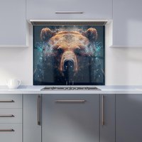 Warren Reed - Designer Brown Bear Face Splashart Kitchen Splashback | Size: 600mm x 650mm