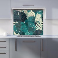 Warren Reed - Designer Tropical Green Leaves Kitchen Splashback | Size: 700mm x 750mm