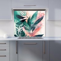 Warren Reed - Designer Green Feather leaves Tropical Kitchen Splashback | Size: 700mm x 650mm