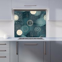 Warren Reed - Designer Blue Moon & Sun Kitchen Splashback in Green | Size: 900mm x 650mm