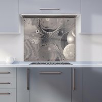 Warren Reed - Designer Abstract Moon Shapes Kitchen Splashback in Grey | Size: 600mm x 750mm