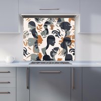 Warren Reed - Designer Abstract Grey Brown Silhouette Kitchen Splashback | Size: 700mm x 750mm