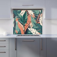 Warren Reed - Designer Autumn Tropical Leaves Kitchen Splashback in Green | Size: 600mm x 750mm