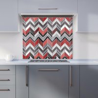 Warren Reed - Designer Red Grey Geometric Pattern Kitchen Splashback | Size: 900mm x 650mm